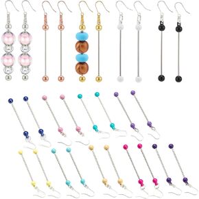 14 Colors Beadable Earring Bars 28pcs Beadable Bar Links Dangle Earrings Blank Beading Earrings Finding Jewelry Connectors for Jewelry Making DIY Crafts Earring Charms 2.9 Inch Long