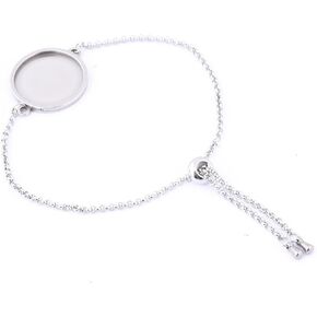 10pcs Stainless Steel 20mm Cabochon Bezel Bracelet Blanks Trays Diy Cameo Base Setting Accessories For Bracelets Making