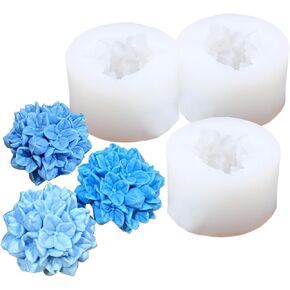 3 PCS Silicone Hydrangea Mold Flower Soap Candle Mold DIY Summer Blue Hydrangea Gift