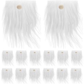 SAFIGLE 24 Sets Dwarf Beard Gnomes Bread and Nose Gnome Faux Christmas Santa Beards Faux Fur for Crafts Gnomes Gnome Making Kit Handmade Gnome Beard Faux Fabric Fake Beard Wood White Hair