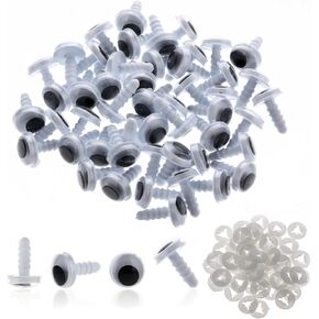 50 Pcs Black Wiggle Googly Eyes Plastic Safety Eyes, 10 mm Safety Eye Round Crochet Craft Eye with Washers for Plushies Toys Crafts Amigurumis Bears Dolls Stuffed Animal Making