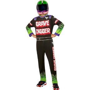 Rubie's Child's Monster Jam Grave Digger Costume Jumpsuit and Mask, As Shown