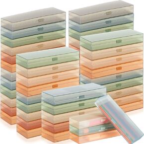 Fainne 80 Pieces Plastic Pencil Boxes Bulk Frosted Clear Multi Colored Pencil Case Hard Pens Holder with Lid and Snap Closure Purpose for Office(Candy Color)