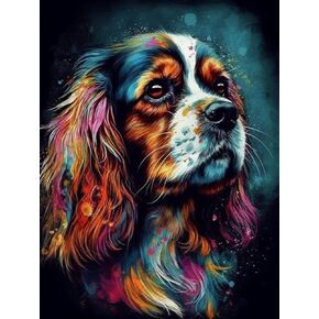 Betepefet DIY 5D Diamond Art Kits Painting for Adults Cavalier King Charles Spaniel Pet Dog Animal （1） 30x40cm/11.7x15.8inches