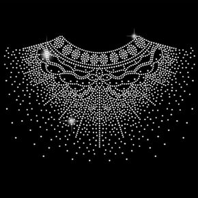 SUPERDANT Neck Pattern Iron on Rhinestones Transfer Neck Pattern Crystal Heat Transfer Stickers Hotfix Rhinestone Bling Decals Patches Sticker for T-Shirt Clothing DIY Art Craft Gifts