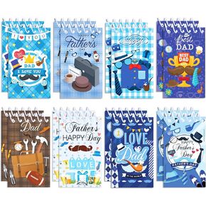 24 Pcs Mini Father's Day Themed Notepads Happy Fathers Day Party Favors Happy Fathers Day Spiral Pocket Notepads Goodie Bag Stuffers Notepads