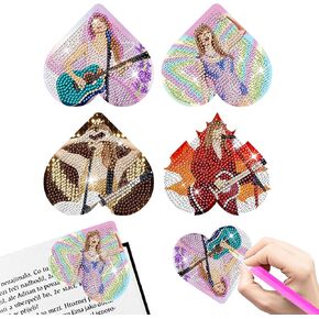 Diamond Art Bookmarks, 4 Pcs DIY Kits for Book Lovers, Cute Diamond Painting Bookmarks Corner, Gifts for Women, Fans Merch, Adults (Music Style)
