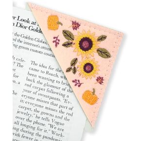 Personalized Hand Embroidered Corner Book Marks for Reading Women,Seasons Felt Triangle Page Stitched Leather Cute Bookmarks,Book Accessories for Reading Lovers