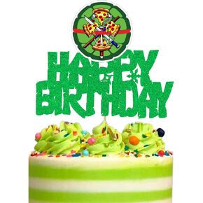 Turtle Cake Topper Anime Hero Cake Topper Happy Birthday Turtle Weapon Decorations for Birthday Party Decorations Party Supplies