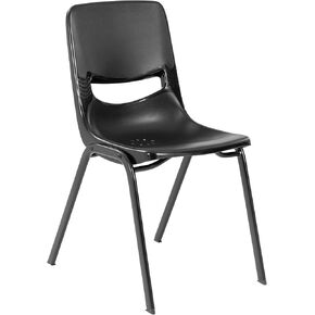 Flash Furniture Hercules Flex Comfort Classroom Stack Chair, Heavy-Duty Construction, Ergonomic Flex Back, Powder-Coated Steel Frame, Fixed Floor Glides, Black