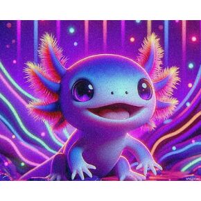 VNUIEHG Paint by Numbers Kit Cool Neon Cute Axolotl Paint by Number for Adults Beginner DIY Gift Canvas Painting Kits for Home Wall Decor 16x20 Inch Without Framed