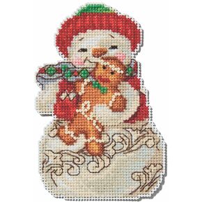 Mill Hill Snowman with Gingerbread Counted Cross Stitch Ornament Kit 2024 Jim Shore Collection JS202415, 3 x 5 inches, Multi