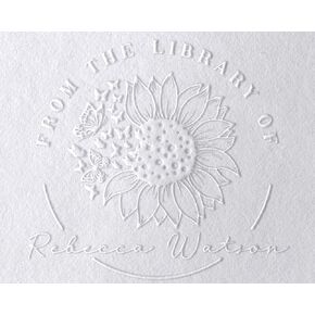 Book Embosser Personalized | Ex Libris | Floral Book Stamp | Personalized Teacher Stamp | Custom Library Stamp | Monogram Self-Inking Wood Handle Stamp from The Library of (Wood)