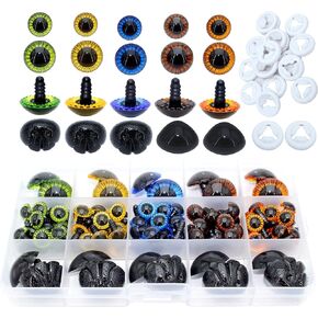 1Box(60pcs) Plastic Safety Eyes and Nose set with Washers For Crafts, DIY Making Supplies