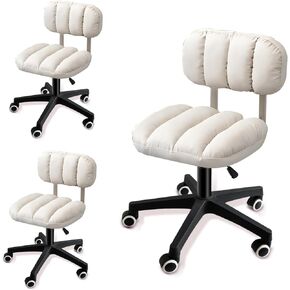 Swivel Rolling Stool with Wheels, Height Adjustable PU Leather Drafting Chair, Round Seat for Salon, Spa, Tattoo, Office, Home Use Beige Set of 2