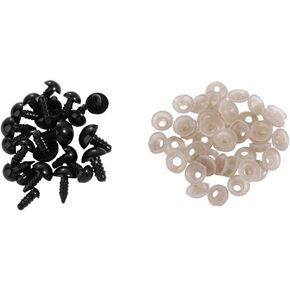ZGLUZP 100 Pcs 5mm Plastic Doll Eyes with Washers, Black Stuffed Animals Eyes Craft Eyes Doll Eyes Safety Crochet Eyes Bears Doll Making (5mm)