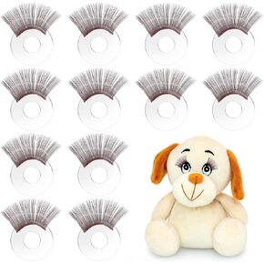 CHGCRAFT 12Pcs Black Doll Eyelashes Strips Safety Eye Lashes Doll Eyelash Tray Doll Eyelashes Handmade Plush Dolls Accessories Crafts Eyelashes for DIY Doll Puppet Plush Doll Making