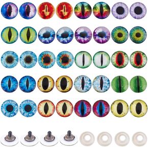 Beebeecraft 1 Set 20 Pairs Dragon Eye Safety Eyes 24mm Flatback Half Round Craft Safety Eyes with 20 Pairs Spacers for Doll Making DIY Crafts Puppet Decorations Accessories