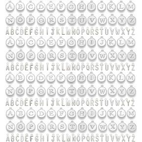 208pcs Letter Charms Round Letter Pendants A-Z Initial Letter Metal Charms