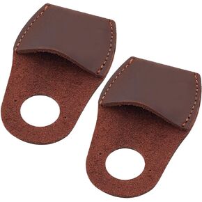 PLIGREAT 2 Pack Leather Thumb Guard Finger Protector, Carving Thumb Guard Handmade Carpenter Carving Kit Accessory Thumb Guard Wood Carving Premium Full Grain Leather Finger Protector (Brown)