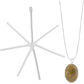 BENECREAT Sterling Silver Claw Setting Pendant Blank, 6 Prongs Gemstone Setting for Handmade Necklace Jewelry