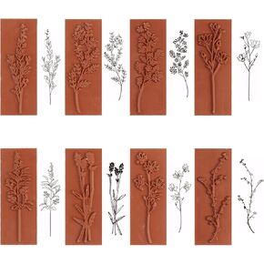 DIYOOHOMY 8 Pcs Wooden Rubber Floral Stamps Set, Vintage Flower Stamps for Crafting Tools Scrapbooking Card Making Journaling Clay Pottery Projects, Cute Ink Stamp Craft Kits for DIY Art Supplies