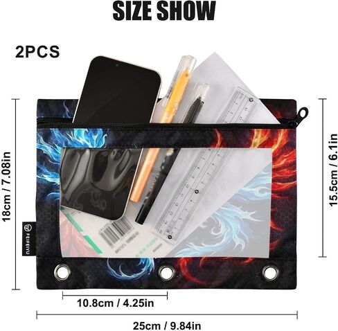 Basketball Ball Pencil Pouch for 3 Ring Binder Waterproof Pencil Bags Clear Window Kids Boys Girls School Office Supplies 2 Pack in Saudi Arabia