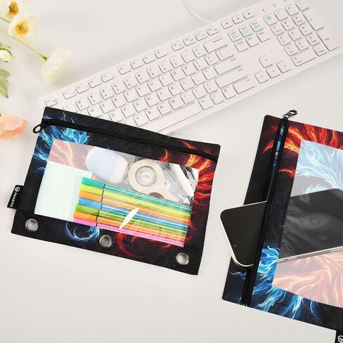 Basketball Ball Pencil Pouch for 3 Ring Binder Waterproof Pencil Bags Clear Window Kids Boys Girls School Office Supplies 2 Pack in Saudi Arabia