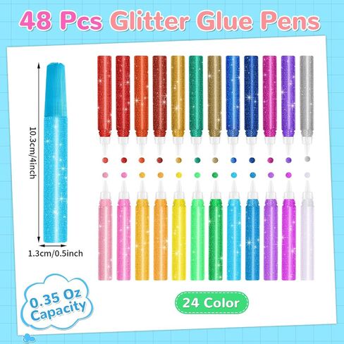 GISGFIM 24 Pack Glitter Glue Glue 24 Color Gliter Glue Glue Stick Set 0.35 Oz Rainbow Gel Ats for Arts Crafts DIY Project in Kuwait