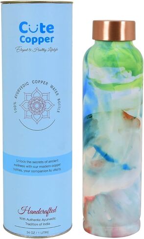Copper Water Bottle - 34 Oz Extra Large - A Ayurvedic Pure Plain Copper Bottle For Drinking - Drink More Water, Lower Your Sugar Intake And Enjoy The Health Benefits in Saudi Arabia