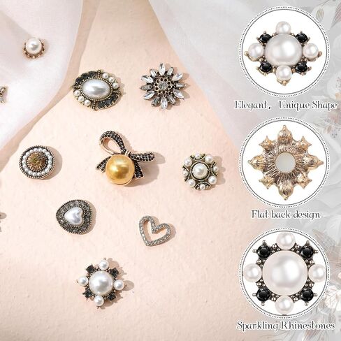 11 Pcs Rhinestone Buttons Faux Pearl Embellishments for Clothing Jewelry Making DIY Decoration Buttons Charms for Sewing Crafts Wedding Bridal in Saudi Arabia