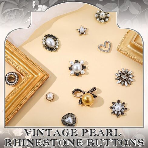 11 Pcs Rhinestone Buttons Faux Pearl Embellishments for Clothing Jewelry Making DIY Decoration Buttons Charms for Sewing Crafts Wedding Bridal in Saudi Arabia