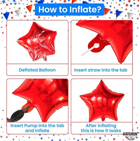 KatchOn, 4th of July Balloons - Pack of 12 | Red White and Blue Star balloons, 4th of July Decorations | Fourth of july Balloons for Independence Day Decorations in Saudi Arabia