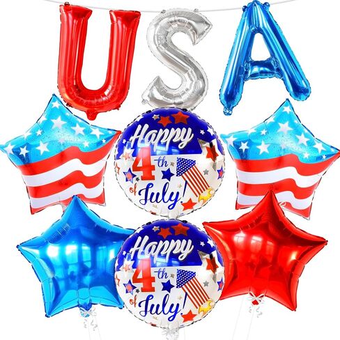 KatchOn, 4th of July Balloons - Pack of 12 | Red White and Blue Star balloons, 4th of July Decorations | Fourth of july Balloons for Independence Day Decorations in Saudi Arabia
