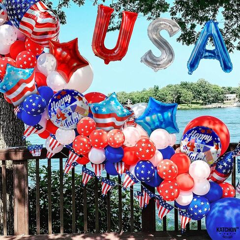 KatchOn, 4th of July Balloons - Pack of 12 | Red White and Blue Star balloons, 4th of July Decorations | Fourth of july Balloons for Independence Day Decorations in Saudi Arabia