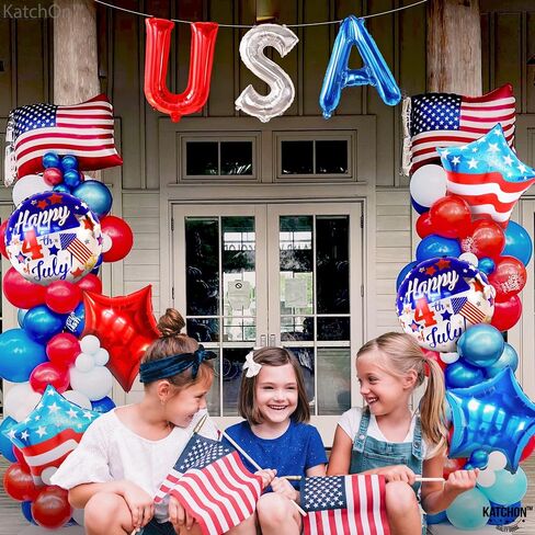 KatchOn, 4th of July Balloons - Pack of 12 | Red White and Blue Star balloons, 4th of July Decorations | Fourth of july Balloons for Independence Day Decorations in Saudi Arabia