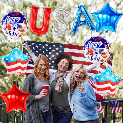 KatchOn, 4th of July Balloons - Pack of 12 | Red White and Blue Star balloons, 4th of July Decorations | Fourth of july Balloons for Independence Day Decorations in Saudi Arabia