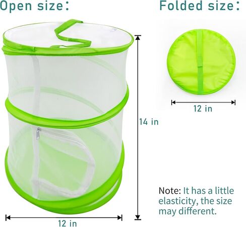 Butterfly Habitat Mesh Cage，12" x 14" Pop-up Breathable Insect Bug Net Butterflies Cage Tall (Green) in Kuwait