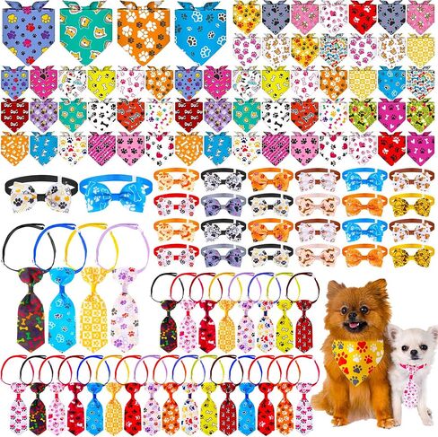 Sanwuta 108 Pcs Summer Bandanas Hawaii Bandanas for Dogs Colorful Bow Ties Pet Bowknot Triangle Pet Scarf Collar Bowtie for Spring Summer Holiday Birthday Grooming Costume Accessories in Saudi Arabia