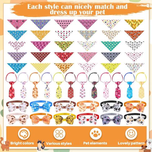 Sanwuta 108 Pcs Summer Bandanas Hawaii Bandanas for Dogs Colorful Bow Ties Pet Bowknot Triangle Pet Scarf Collar Bowtie for Spring Summer Holiday Birthday Grooming Costume Accessories in Saudi Arabia