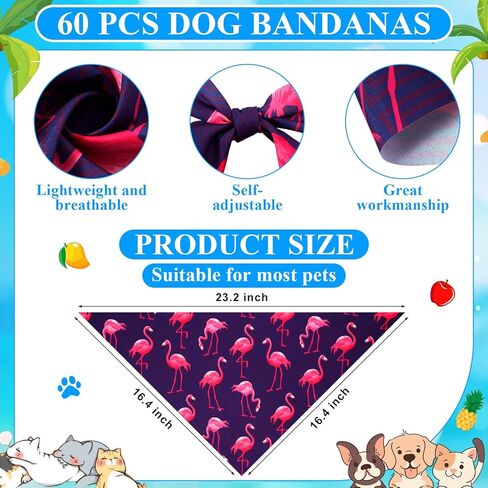 Sanwuta 108 PCS Summer Bandanas Hawaii Bandanas for Dogs Colorful Bow Ties Pet Bowknot Triangle Pet Carflar Bowtie for Spring Holiday Holiday Grooming Colling Association in Kuwait