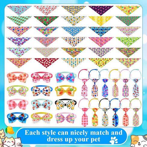 Sanwuta 108 PCS Summer Bandanas Hawaii Bandanas for Dogs Colorful Bow Ties Pet Bowknot Triangle Pet Carflar Bowtie for Spring Holiday Holiday Grooming Colling Association in Kuwait