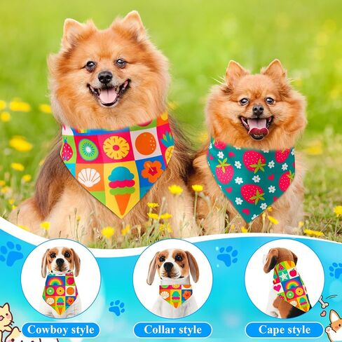 Sanwuta 108 PCS Summer Bandanas Hawaii Bandanas for Dogs Colorful Bow Ties Pet Bowknot Triangle Pet Carflar Bowtie for Spring Holiday Holiday Grooming Colling Association in Kuwait