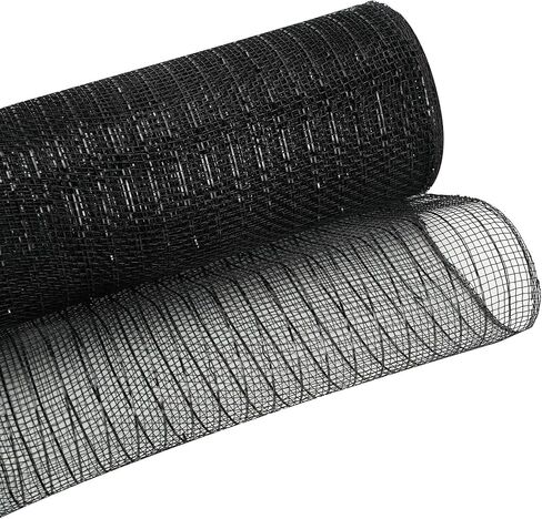 4 Rolls Black Deco Mesh Ribbon for Wreath Making Supplies, 10Inch x 30Ft Metallic Burlap Mesh Halloween Deco Mesh Rolls for Thanksgiving Halloween DIY Crafts Wreaths Swags Decorating in Saudi Arabia
