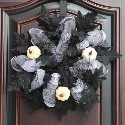 4 Rolls Black Deco Mesh Ribbon for Wreath Making Supplies, 10Inch x 30Ft Metallic Burlap Mesh Halloween Deco Mesh Rolls for Thanksgiving Halloween DIY Crafts Wreaths Swags Decorating in Saudi Arabia