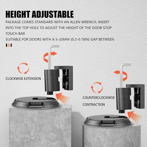 Windproof Door Stopper, Mechanical Heavy Duty Adjustable Height Door Catch Holder, Keep Door Open, No Drilling or Screw Mounting with Adhesive Pads & Screws, 1Pack, Black in Saudi Arabia