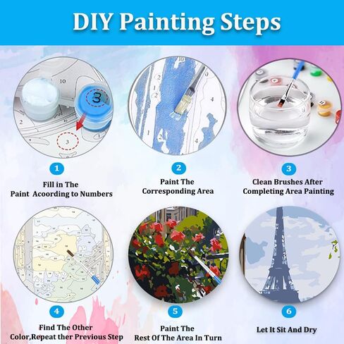 Artunion Paris Window View Paint by Numbers kit for البالغين ، طلاء مدينة إيفل من قبل مجموعات الأرقام ، الطلاء الاكريليك DIY بأرقام أرقام على Canvas Arts Craft for Home Wall Decor in Kuwait