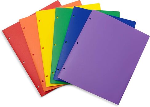 Blue Summit Supplies Plastic Folders with Pockets, Reinforced Corners, Durable 2 Pocket Folder with Corner Flaps Inside to Hold Papers in Place, Assorted Color Pocket Folders, 6 Pack in Saudi Arabia