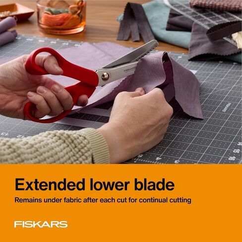 Fiskars 8" Premier Left-Handed Pinking Shears, Precision Stainless Steel Blades for Zigzag Cutting, Ergonomic Handle for Comfort in Saudi Arabia