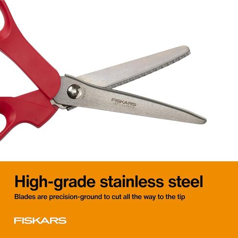 Fiskars 8" Premier Left-Handed Pinking Shears, Precision Stainless Steel Blades for Zigzag Cutting, Ergonomic Handle for Comfort in Saudi Arabia